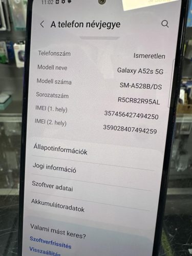 Samsung Galaxy A52s 5G 128GB 6GB RAM Dual (A528) Mobiltelefon, fekete