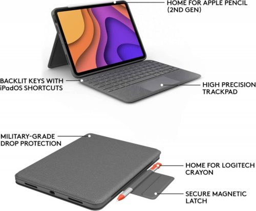 Logitech Folio Touch – Air 11" (M2 & M3), Air (4. & 5.gen) billentyűzetes tok, UK kiosztás