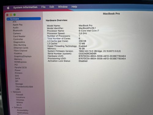 Apple MacBook Pro 16" Retina  2019 i7-9750H 2.60GHz  16GB 1TB SSD  RADEON PRO 5300M , Space gray , US KEY, FELÚJITOTT