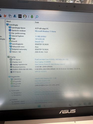 ASUS X409FB-BV018T 14" FHD i3-8145U 12GB 500GB SSD+1TB HDD , Win11 felújitott notebook
